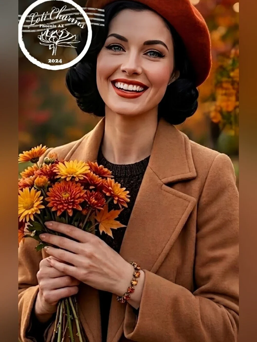 Autumn Nostalgia: Deep Orange In Swarovski Crystals In Class Tennis Bracelet